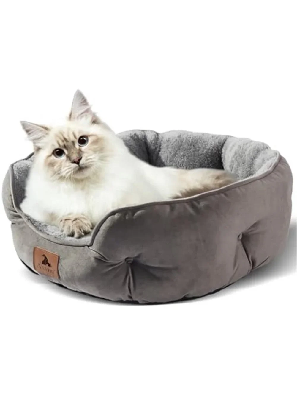 Calming Dog Bed Cat Bed Soft Sherpa Round Pet Bed Non Slip Washable Small Medium